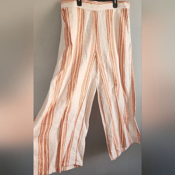 Christian Siriano New York Medium Linen Blend Striped Palazzo Wide Leg pant - Picture 1 of 6